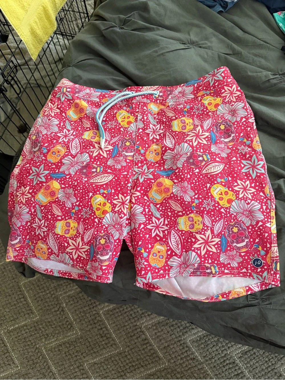 johnnie-O Pink Floral & Skull Print Men’s Swim Trunks